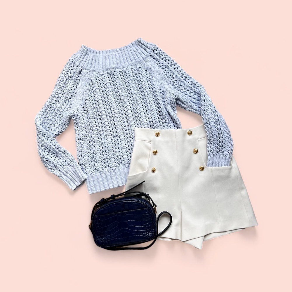 J. CREW Wide-neck beach sweater with pointelle stitch Sz. XXS NWT - Picture 6 of 10